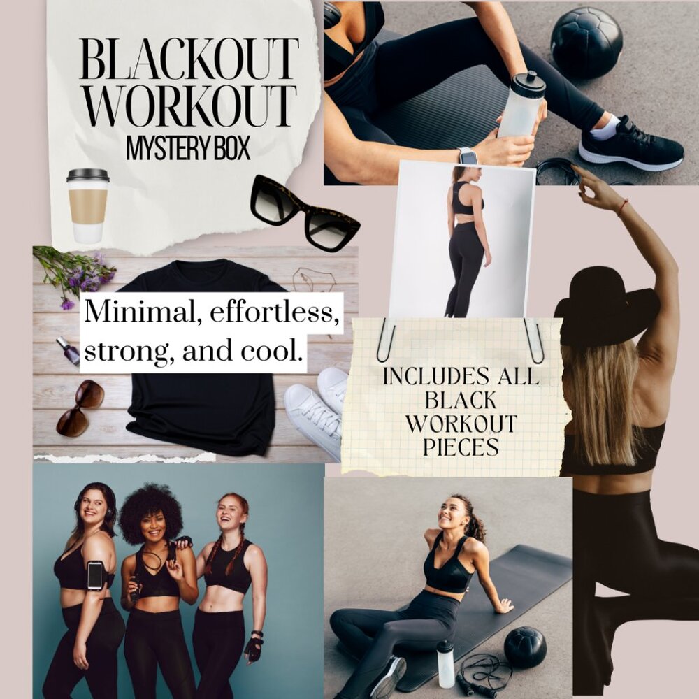 All Black Workout Mystery Box | 4 Women's Clothing Pieces | Leggings & Tops